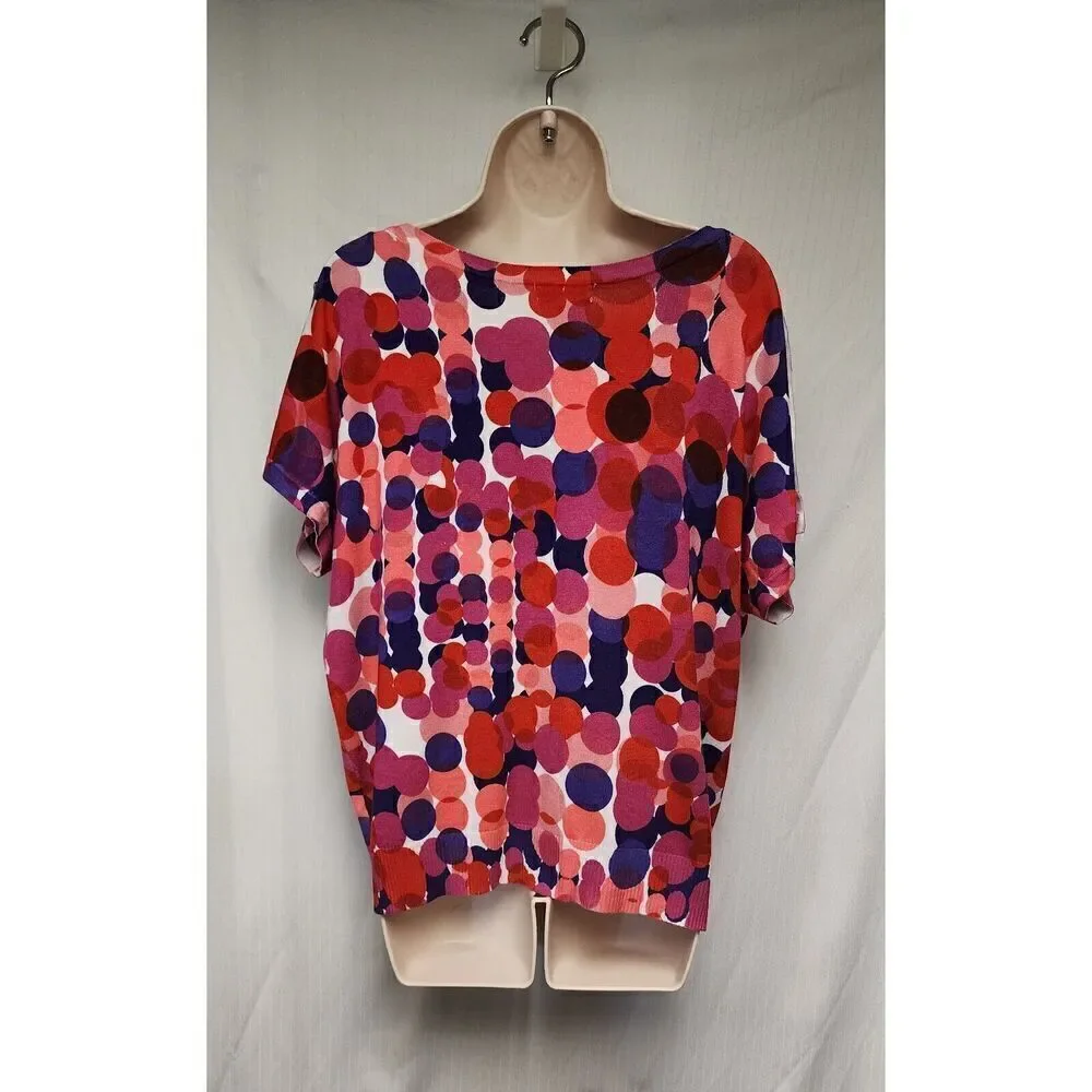 Joseph A Boat Neck Colorblock Sweater Multicolor Dots XL